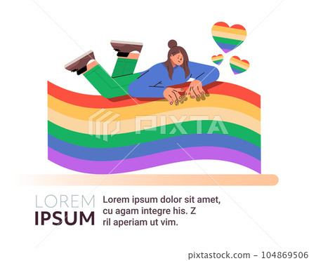 woman with lgbt rainbow flag gay lesbian love parade pride festival transgender love concept copy space woman with lgbt rainbow flag gay lesbian love parade pride festival transgender love concept copy space 104869506