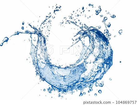 3d illustration of abstract blue water splashing on white background 104869757