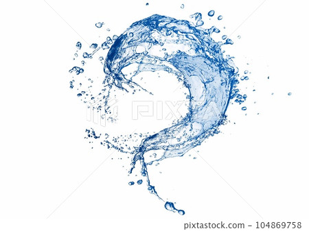 抽象藍色水濺在白色背景上的 3d 插圖 抽象藍色水濺在白色背景上的 3d 插圖 104869758