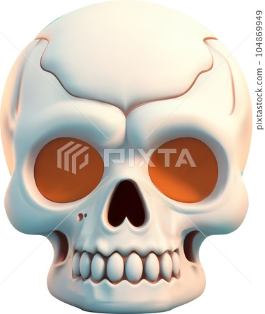 3D cute cartoon skull. Vector Illustration 3D cute cartoon skull. Vector Illustration 104869949