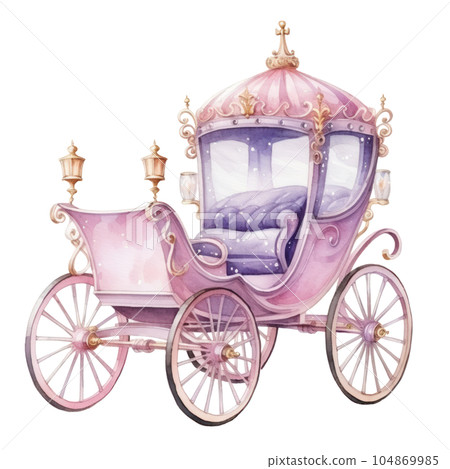 Watercolor Princess coach. Illustration AI Generative 104869985