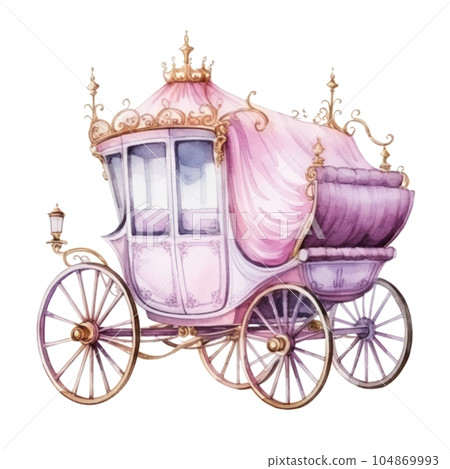 Watercolor Princess coach. Illustration AI Generative 104869993