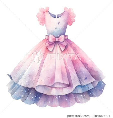 Watercolor princess dress. Illustration AI Generative Watercolor princess dress. Illustration AI Generative 104869994