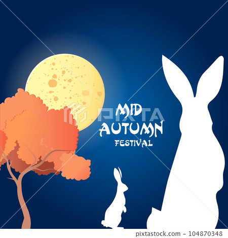 Postcard silhouette rabbit in the moon mid autumn festival 104870348