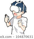 一個人玩 VR 護目鏡的插圖 104870631