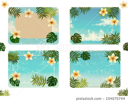 Summer frame background material (・∀・) [Seaside Plumeria] 104870744