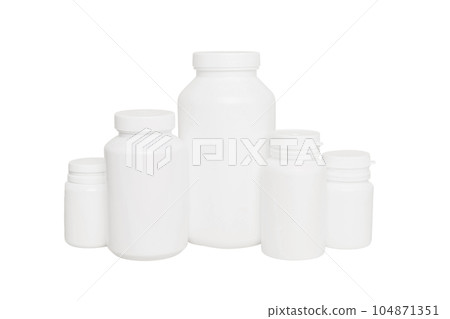 Blank medicine bottle isolated on white background Blank medicine bottle isolated on white background 104871351