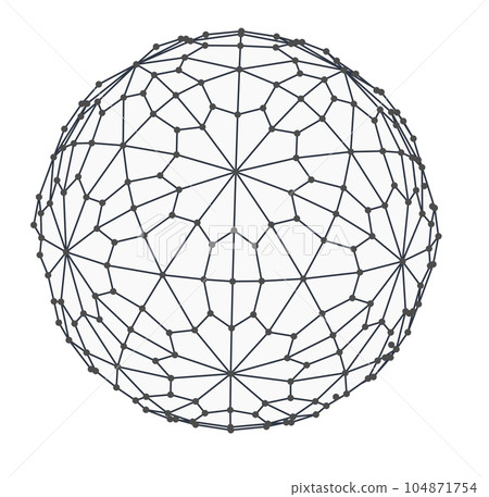 Wireframe sphere globe isolated on white background. 3d cell network. Wireframe sphere globe isolated on white background. 3d cell network. 104871754