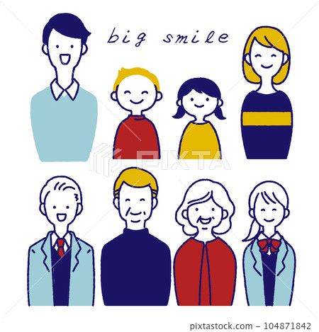 所有年齡段的微笑的人彩色圖標 104871842
