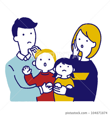 一個充滿疑問的家庭的彩色插圖 104871874