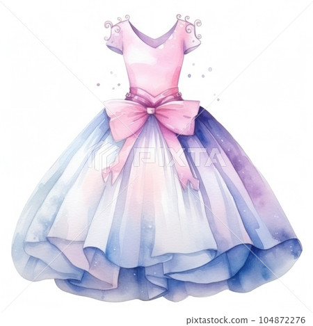 Watercolor princess dress. Illustration AI Generative Watercolor princess dress. Illustration AI Generative 104872276