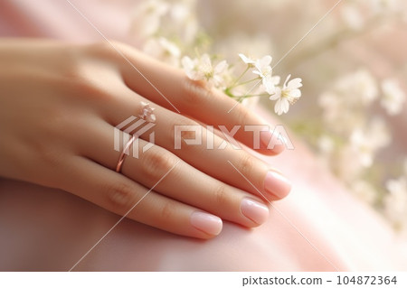 Woman's hand with manicure. Illustration AI Generative 104872364