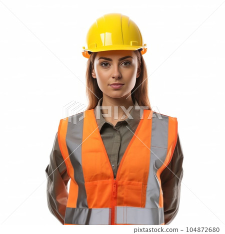 Young female site engineer. Illustration AI Generative 104872680