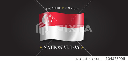 Singapore happy national day greeting card, banner with template text vector illustration 104872906