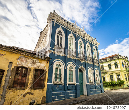 Colorful colonial houses at the historic district of Pelourinho in Salvador da Bahia, Brazil. Colorful colonial houses at the historic district of Pelourinho in Salvador da Bahia, Brazil. 104872997