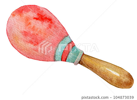 Watercolor illustration musical instrument music school maracas 104873039