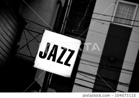 Jazz billboards lit up in the city 104873118