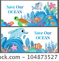 banner save ocean, save sea, cute fish 104873527