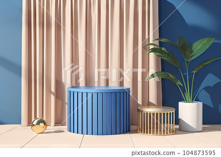 blue podium with house model and gift boxes 3d abstract background sky background pedestal product display blue podium with house model and gift boxes 3d abstract background sky background pedestal product display 104873595