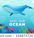 save ocean with whale, world ocean day 104873726
