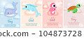 cute banner card baby shower orca fish whale 104873728