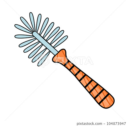 Eco brush for washing bottles or hookah with long wooden handle isolated at white background 104873947