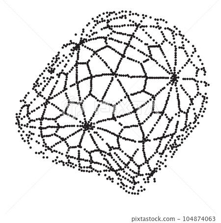 Wireframe distorted sphere globe isolated on white background. 3d cell network. 104874063