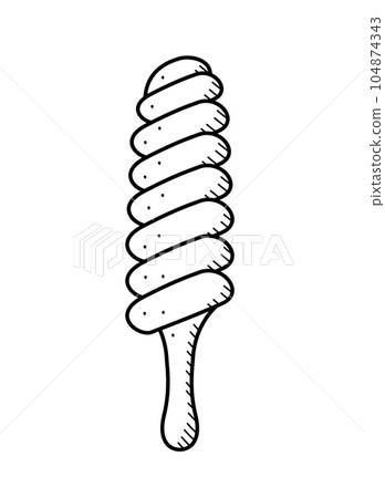 Ice cream doodle icon. Vector illustration of summer desserts popsicles on a stick. Single sketch isolate on white. 104874343