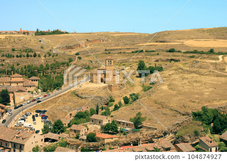 View of the suburbs of Segovia - Castile, Spain 104874927