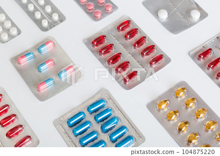 too many different pill of various blisters with different pills Medicines storage at home concept Medication storing. A pile of medicine in blister packs. Pharmaceutical blister packs too many different pill of various blisters with different pills Medicines storage at home concept Medication storing. A pile of medicine in blister packs. Pharmaceutical blister packs 104875220