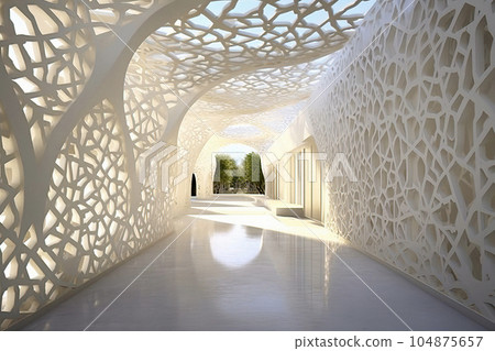 Majestic Arabesque: A Journey Through an Intricate Mosque Hallway Majestic Arabesque: A Journey Through an Intricate Mosque Hallway 104875657