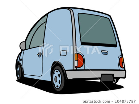 國產復古商用車淺藍色後視車插畫 104875787