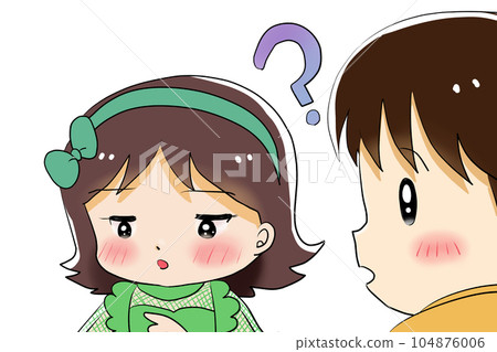 A woman and a man who blush and look down A woman and a man who blush and look down 104876006