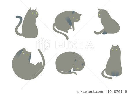 Simple black cat illustration set 104876146