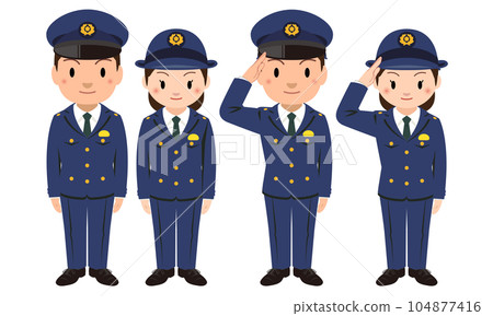 男女警察穿制服(冬裝)插畫 男女警察穿制服(冬裝)插畫 104877416
