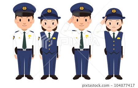 男女警察穿制服(襯衫)的插圖 男女警察穿制服(襯衫)的插圖 104877417