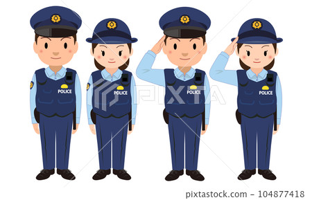 男女警察穿制服的插圖(夏裝、襯衫) 男女警察穿制服的插圖(夏裝、襯衫) 104877418