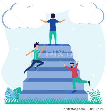 Illustration vector graphic cartoon character of Ambitious achievement and success Illustration vector graphic cartoon character of Ambitious achievement and success 104877499