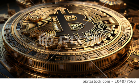 Bitcoin gold coin in the background of digital background, alternative currency, cryptocurrency exchange 104877566