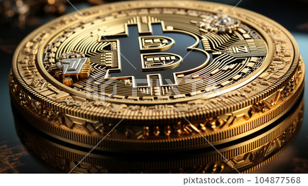 Bitcoin gold coin in the background of digital background, alternative currency, cryptocurrency exchange 104877568