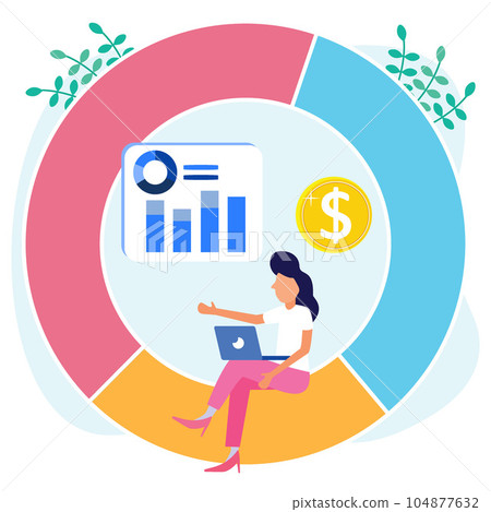 Illustration vector graphic cartoon character of business diagram 104877632