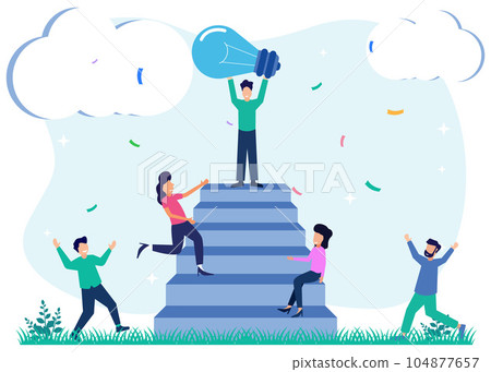 Illustration vector graphic cartoon character of innovation team collaboration 104877657
