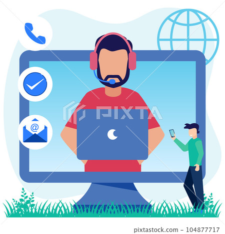 Illustration vector graphic cartoon character of customer service Illustration vector graphic cartoon character of customer service 104877717