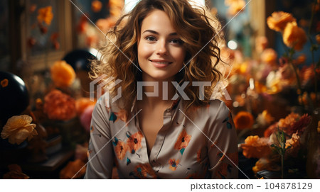 Smiling successful business woman after a completed project, office concept, personnel management Smiling successful business woman after a completed project, office concept, personnel management 104878129