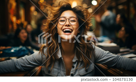 Smiling successful business woman after a completed project, office concept, personnel management 104878130