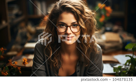Smiling successful business woman after a completed project, office concept, personnel management 104878135