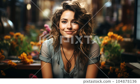 Smiling successful business woman after a completed project, office concept, personnel management 104878136