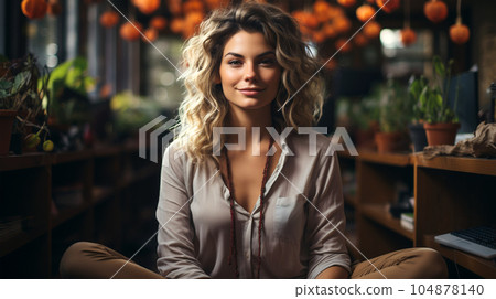 Smiling successful business woman after a completed project, office concept, personnel management Smiling successful business woman after a completed project, office concept, personnel management 104878140