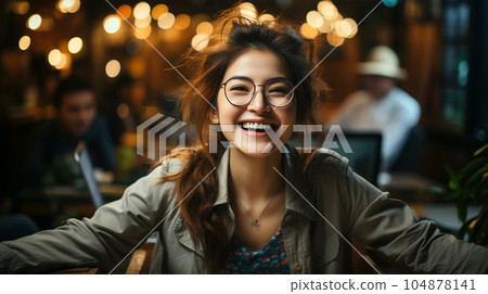 Smiling successful business woman after a completed project, office concept, personnel management 104878141