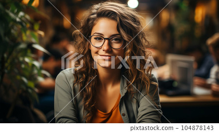 Smiling successful business woman after a completed project, office concept, personnel management 104878143